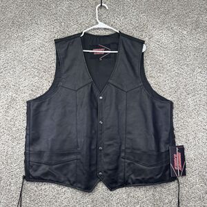 Highway Hawks Leather Vest Men's Size 3XL Black Biker Motorcycles Riding New